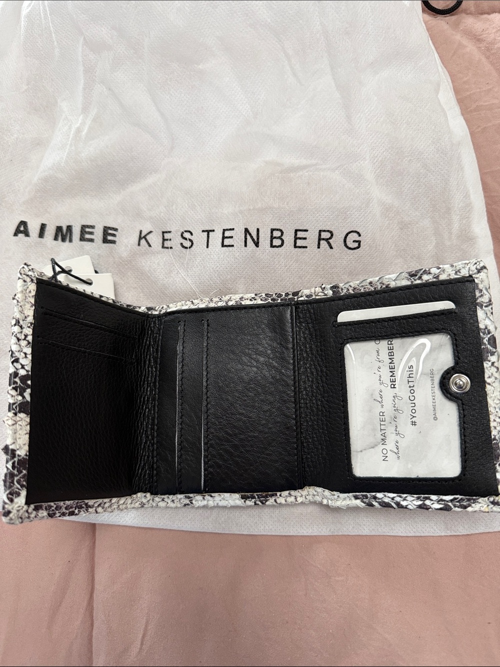 Aimee Kestenberg Silver and Black Snakeskin Card Wallet - Picture 2 of 13